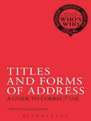 cover image of Titles and Forms of Address